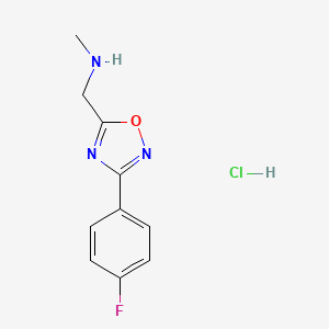 molecular formula C10H11ClFN3O B1408352 {[3-(4-Fluorophenyl)-1,2,4-oxadiazol-5-yl]methyl}methylamine hydrochloride CAS No. 1638612-56-2