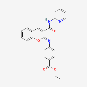 molecular formula C24H19N3O4 B14083538 ethyl 4-{[(2Z)-3-(pyridin-2-ylcarbamoyl)-2H-chromen-2-ylidene]amino}benzoate 