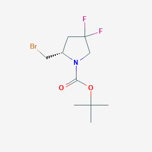 molecular formula C10H16BrF2NO2 B1408357 tert-butyl (2S)-2-(bromomethyl)-4,4-difluoropyrrolidine-1-carboxylate CAS No. 1279894-15-3