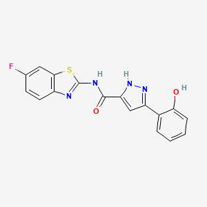 molecular formula C17H11FN4O2S B14083570 N-(6-fluoro-1,3-benzothiazol-2-yl)-5-(2-hydroxyphenyl)-1H-pyrazole-3-carboxamide 