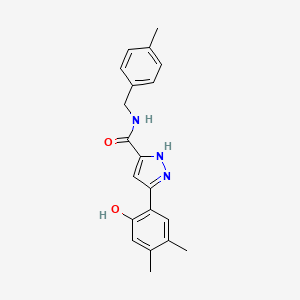 molecular formula C20H21N3O2 B14083591 5-(2-hydroxy-4,5-dimethylphenyl)-N-(4-methylbenzyl)-1H-pyrazole-3-carboxamide 