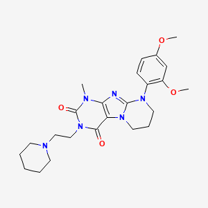 molecular formula C24H32N6O4 B14083600 9-(2,4-dimethoxyphenyl)-1-methyl-3-[2-(piperidin-1-yl)ethyl]-6,7,8,9-tetrahydropyrimido[2,1-f]purine-2,4(1H,3H)-dione 