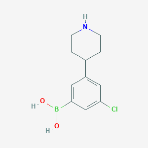 molecular formula C11H15BClNO2 B14083605 (3-Chloro-5-(piperidin-4-yl)phenyl)boronic acid 