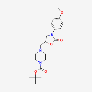 molecular formula C20H29N3O5 B1408362 叔丁基 4-{[3-(4-甲氧基苯基)-2-氧代-1,3-恶唑烷-5-基]甲基}哌嗪-1-甲酸酯 CAS No. 1781241-38-0