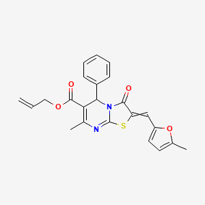 molecular formula C23H20N2O4S B14083705 2-Propen-1-yl 2,3-dihydro-7-methyl-2-[(5-methyl-2-furanyl)methylene]-3-oxo-5-phenyl-5H-thiazolo[3,2-a]pyrimidine-6-carboxylate CAS No. 381680-41-7