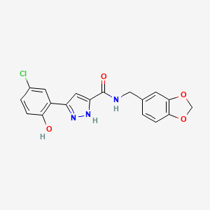 N-(1,3-benzodioxol-5-ylmethyl)-5-(5-chloro-2-hydroxyphenyl)-1H-pyrazole-3-carboxamide