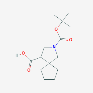 molecular formula C14H23NO4 B1408373 2-[(叔丁氧羰基)羰基]-2-氮杂螺[4.4]壬烷-4-羧酸 CAS No. 1824298-88-5