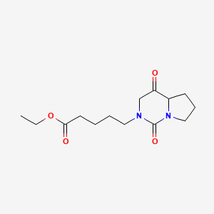 molecular formula C14H22N2O4 B1408377 Ethyl 5-{1,4-dioxo-octahydropyrrolo[1,2-c]pyrimidin-2-yl}pentanoate CAS No. 1708126-12-8