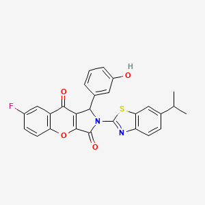 molecular formula C27H19FN2O4S B14083773 7-Fluoro-1-(3-hydroxyphenyl)-2-[6-(propan-2-yl)-1,3-benzothiazol-2-yl]-1,2-dihydrochromeno[2,3-c]pyrrole-3,9-dione 