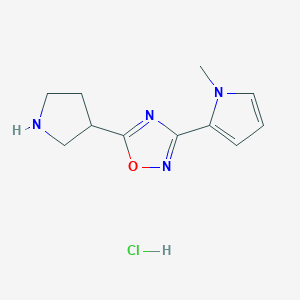 molecular formula C11H15ClN4O B1408385 3-(1-methyl-1H-pyrrol-2-yl)-5-pyrrolidin-3-yl-1,2,4-oxadiazole hydrochloride CAS No. 1638612-57-3