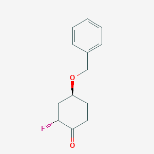 molecular formula C13H15FO2 B1408386 (2RS,4SR)-4-(苯甲氧基)-2-氟环己烷-1-酮相对立体化学 CAS No. 1638612-74-4