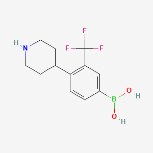 molecular formula C12H15BF3NO2 B14083905 (4-(Piperidin-4-yl)-3-(trifluoromethyl)phenyl)boronic acid 