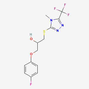 molecular formula C13H13F4N3O2S B1408406 1-(4-氟苯氧基)-3-{[4-甲基-5-(三氟甲基)-4H-1,2,4-三唑-3-基]硫代}丙烷-2-醇 CAS No. 1440535-63-6