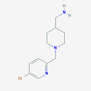 molecular formula C12H18BrN3 B1408424 {1-[(5-Bromopyridin-2-yl)methyl]piperidin-4-yl}methanamine CAS No. 1566703-49-8