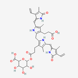 6-[3-[2-[[3-(2-carboxyethyl)-5-[(3-ethenyl-4-methyl-5-oxopyrrol-2-ylidene)methyl]-4-methyl-1H-pyrrol-2-yl]methyl]-5-[(4-ethenyl-3-methyl-5-oxopyrrol-2-ylidene)methyl]-4-methyl-1H-pyrrol-3-yl]propanoyloxy]-3,4,5-trihydroxyoxane-2-carboxylic acid