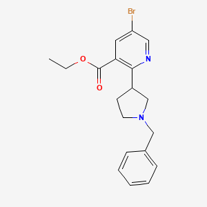 molecular formula C19H21BrN2O2 B1408471 2-(1-苄基吡咯烷-3-基)-5-溴烟酸乙酯 CAS No. 1706447-15-5