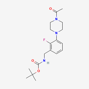 molecular formula C18H26FN3O3 B1408482 叔丁基 3-(4-乙酰哌嗪-1-基)-2-氟苄基氨基甲酸酯 CAS No. 170230-24-7