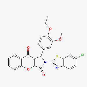 molecular formula C27H19ClN2O5S B14084955 2-(6-Chloro-1,3-benzothiazol-2-yl)-1-(4-ethoxy-3-methoxyphenyl)-1,2-dihydrochromeno[2,3-c]pyrrole-3,9-dione 