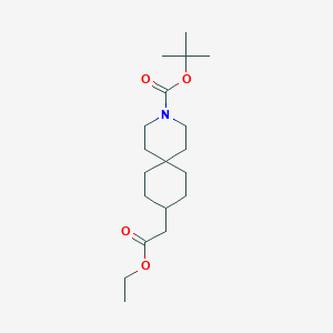molecular formula C19H33NO4 B1408500 Tert-butyl 9-(2-ethoxy-2-oxoethyl)-3-azaspiro[5.5]undecane-3-carboxylate CAS No. 1416176-19-6