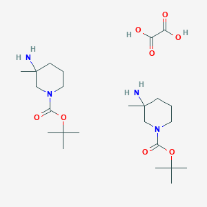 molecular formula C24H46N4O8 B1408504 3-Amino-1-Boc-3-methylpiperidine hemioxalate CAS No. 1408076-33-4
