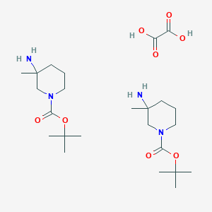 molecular formula C24H46N4O8 B1408504 3-氨基-1-Boc-3-甲基哌啶半草酸盐 CAS No. 1408076-33-4