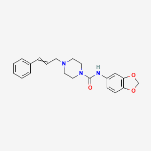 N-Benzo[3,4-D]1,3-dioxolan-5-YL(4-(3-phenylprop-2-enyl)piperazinyl)formamide