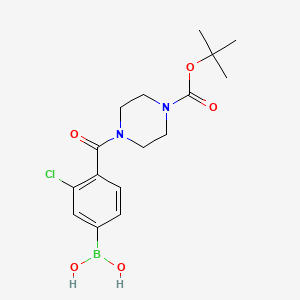 molecular formula C16H22BClN2O5 B1408528 (4-(4-(Tert-butoxycarbonyl)piperazine-1-carbonyl)-3-chlorophenyl)boronic acid CAS No. 1704097-56-2