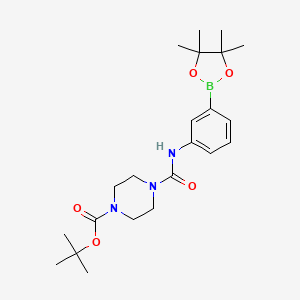 molecular formula C22H34BN3O5 B1408537 叔丁基4-((3-(4,4,5,5-四甲基-1,3,2-二氧杂硼烷-2-基)苯基)氨基甲酰基)哌嗪-1-羧酸酯 CAS No. 1704081-91-3