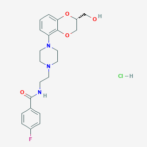 4-fluoro-N-[2-[4-[(2R)-2-(hydroxymethyl)-2,3-dihydro-1,4-benzodioxin-5-yl]piperazin-1-yl]ethyl]benzamide;hydrochloride