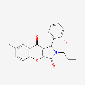 molecular formula C21H18FNO3 B14085609 1-(2-Fluorophenyl)-7-methyl-2-propyl-1,2-dihydrochromeno[2,3-c]pyrrole-3,9-dione 