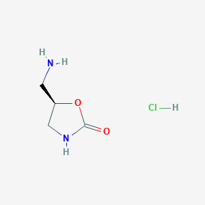 molecular formula C4H9ClN2O2 B1408562 (R)-5-(Aminomethyl)oxazolidin-2-one hydrochloride CAS No. 1788036-27-0