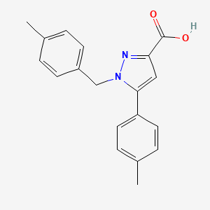 molecular formula C19H18N2O2 B1408566 1-(4-Methylbenzyl)-5-p-tolyl-1H-pyrazole-3-carboxylic acid CAS No. 1020235-80-6