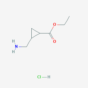molecular formula C7H14ClNO2 B1408611 trans-Ethyl 2-(aminomethyl)cyclopropanecarboxylatehydrochloride CAS No. 84585-62-6