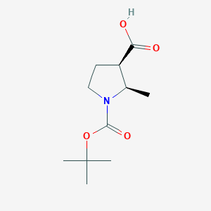 molecular formula C11H19NO4 B1408636 Cis-1-(tert-butoxycarbonyl)-2-methylpyrrolidine-3-carboxylic acid CAS No. 1441167-21-0