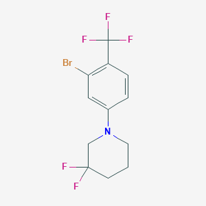 molecular formula C12H11BrF5N B1408715 1-(3-Bromo-4-(trifluoromethyl)phenyl)-3,3-difluoropiperidine CAS No. 1707581-19-8