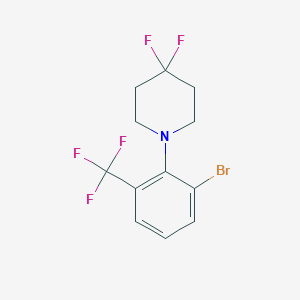 molecular formula C12H11BrF5N B1408722 1-(2-Bromo-6-(trifluoromethyl)phenyl)-4,4-difluoropiperidine CAS No. 1779122-85-8