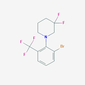 molecular formula C12H11BrF5N B1408723 1-(2-Bromo-6-(trifluoromethyl)phenyl)-3,3-difluoropiperidine CAS No. 1707367-59-6