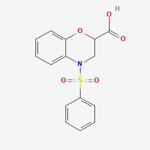 molecular formula C15H13NO5S B1408741 4-(苯磺酰基)-3,4-二氢-2H-1,4-苯并恶嗪-2-羧酸 CAS No. 1858251-66-7