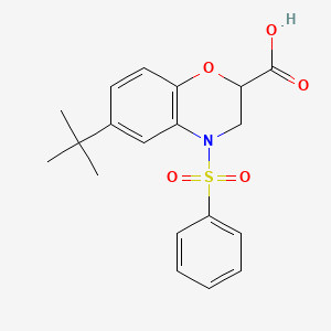 molecular formula C19H21NO5S B1408743 6-叔丁基-4-(苯磺酰基)-3,4-二氢-2H-1,4-苯并恶嗪-2-羧酸 CAS No. 1858251-17-8