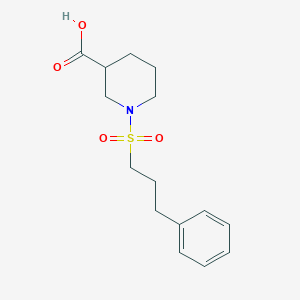molecular formula C15H21NO4S B1408751 1-[(3-Phenylpropyl)sulfonyl]piperidine-3-carboxylic acid CAS No. 1858251-79-2