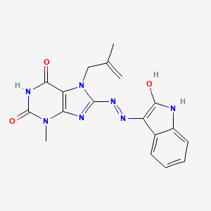 3-methyl-7-(2-methylprop-2-en-1-yl)-8-[(2E)-2-(2-oxo-1,2-dihydro-3H-indol-3-ylidene)hydrazinyl]-3,7-dihydro-1H-purine-2,6-dione