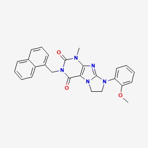 molecular formula C26H23N5O3 B14087532 8-(2-methoxyphenyl)-1-methyl-3-(naphthalen-1-ylmethyl)-7,8-dihydro-1H-imidazo[2,1-f]purine-2,4(3H,6H)-dione 