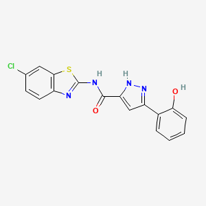 N-(6-chloro-1,3-benzothiazol-2-yl)-5-(2-hydroxyphenyl)-1H-pyrazole-3-carboxamide