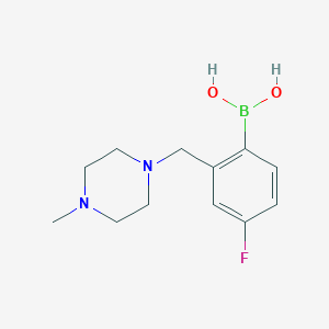molecular formula C12H18BFN2O2 B1408758 4-Fluoro-2-((4-methylpiperazin-1-yl)methyl)phenylboronic acid CAS No. 1704063-83-1