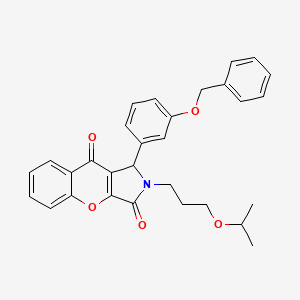 molecular formula C30H29NO5 B14087591 1-[3-(Benzyloxy)phenyl]-2-[3-(propan-2-yloxy)propyl]-1,2-dihydrochromeno[2,3-c]pyrrole-3,9-dione 