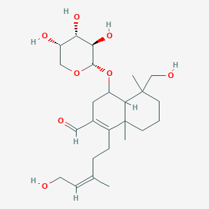 5-(hydroxymethyl)-1-[(Z)-5-hydroxy-3-methylpent-3-enyl]-5,8a-dimethyl-4-[(2S,3R,4S,5S)-3,4,5-trihydroxyoxan-2-yl]oxy-3,4,4a,6,7,8-hexahydronaphthalene-2-carbaldehyde