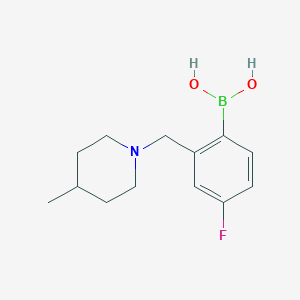 molecular formula C13H19BFNO2 B1408775 4-Fluoro-2-((4-methylpiperidin-1-yl)methyl)phenylboronic acid CAS No. 1704063-82-0