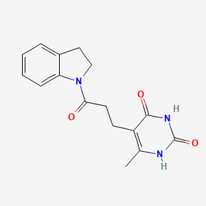 molecular formula C16H17N3O3 B14087760 5-(3-(indolin-1-yl)-3-oxopropyl)-6-methylpyrimidine-2,4(1H,3H)-dione 