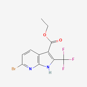 molecular formula C11H8BrF3N2O2 B1408780 6-溴-2-(三氟甲基)-1H-吡咯并[2,3-b]吡啶-3-羧酸乙酯 CAS No. 1704065-81-5