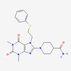 1-(1,3-dimethyl-2,6-dioxo-7-(2-(phenylthio)ethyl)-2,3,6,7-tetrahydro-1H-purin-8-yl)piperidine-4-carboxamide